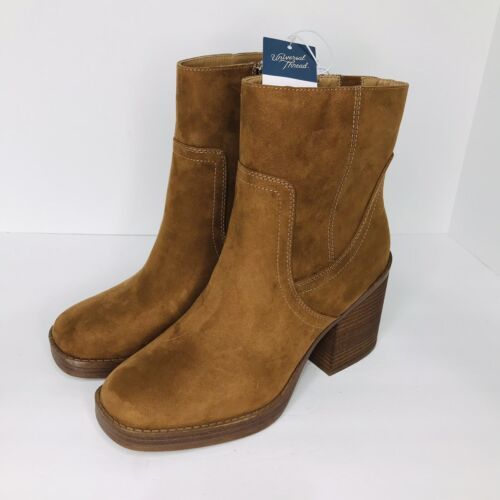 Primary image for Universal Thread Brown Leather Suede Fashion Boots Bootie Side Zip Size 11 New