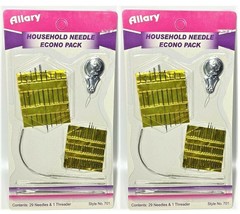 LOT OF 2 Allary Style #701 Household Needle Econo-Pack 29 Needles, 1 Threader - $7.85
