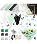 Qilery 334 Pc Flower Wrapping Paper Waterproof Floral Butterfly White Green - $459.76 MXN