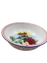 Vintage Peoples Republic of China Cloisonne 14&quot; Enamel Bowl Floral Dragon Motif - £52.22 GBP