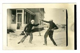 Boys Playing with Old Guns and Knives Real Photo Postcard - £27.21 GBP