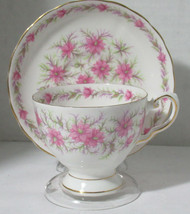 Tuscan Fine English Bone China Teacup Saucer Pink Flowers LOVE IN THE MIST - £28.54 GBP
