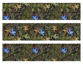 Mossy Oak Camo with blue leaves edible cake strips cake topper decorations - £8.03 GBP