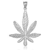 925 Sterling Silver 420 Pot Ganja Weed Cannabis Charm Marijuana Leaf Pendant - £62.75 GBP