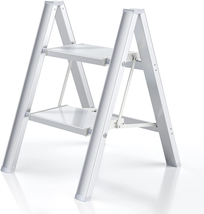 2 Step Ladder Folding Step Stool with Anti-Slip Sturdy and Wide Pedal, A... - £71.21 GBP