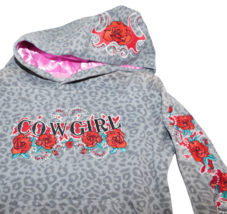 Cowgirl Hardware Girls Western Hoodie Leopard Print W Roses Sz Xs, 5 - £19.74 GBP