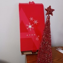 Vintage Christmas Tree Tabletop Avon Red Lightup Battery Operated Original Box - £44.84 GBP