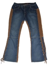 Rare VTG POSSE Corduroy Leg Sides Leather Laces 9-Pkt Bell Bottom Jeans ... - $49.99