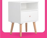 Lilou Modern Accent Side Table With 1, Rose Gold Drawer Pull, Natural Wo... - $222.99