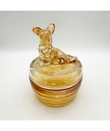 Jeanette Carnival Glass Scottie Dog Marigold Iridescent Vintage Trinket ... - $34.83 CAD