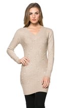 Jessica Moretti Women&#39;s Solid-Colored Knit Tunic Top Beige - £33.32 GBP