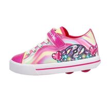 HEELYS Girl Snazzy Wheeled Sneakers Hot Pink/Multi Heart Swirl Size 2 Kid M - $49.50