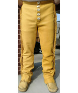Mens Buckskin Leather Pant with Fringes Cowboy Antler Mountain Man  - $129.99