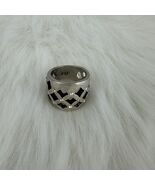 Premier Designs Silver Tone Cut Out &amp; Rhinestone Sz 6.5 Ring - $15.56
