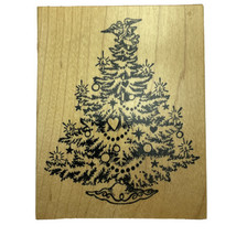 Large Country Christmas Tree Candles Hearts Angel Rubber Stamp 1999 PSX K-495 - $14.48