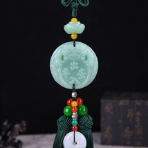 Green Crystal Car Hanging Decoration Safety Buckle Car Pendant Chinese Tel Rearv - £52.48 GBP