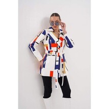 Sienna Abstract Art Leather Women Jacket – Red Navy Edition image 8