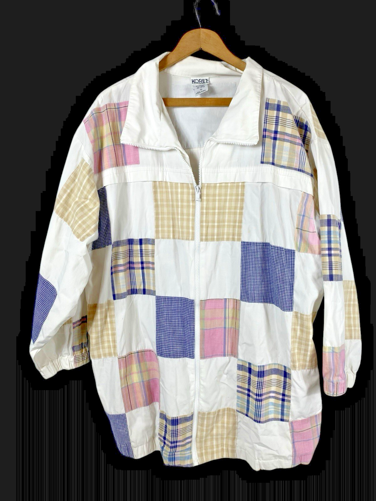 Patchwork Quilted Jacket Vintage Preppy Coastal Pastel Cottage Countryco... - $46.39