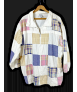 Patchwork Quilted Jacket Vintage Preppy Coastal Pastel Cottage Countryco... - $63.44 CAD