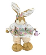 Vtg Spring Easter Bunny Rabbit Plush Country Decor Lace Floral Dress Gar... - $22.75