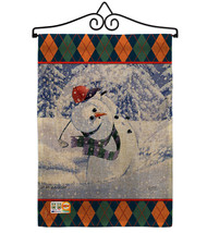 Snowman Golf Burlap - Impressions Decorative Metal Wall Hanger Garden Flag Set G - £26.83 GBP