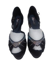 Very Fine Women&#39;s BlackSatin Competitive Dance Shoes Sz 8 #6801-15 2.5&quot; ... - £36.83 GBP