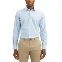 Haggar Smart Wash Classic Fit Men&#39;s Button Down Dress Shirt, Blue Solid,... - $49.99
