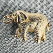 Vintage Coro Elephant Pin Brooch Gold Tone Rhinestone Eye Textured Signe... - $29.99