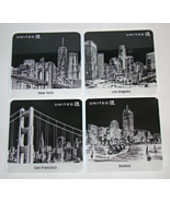 United Airlines - Drink Coasters - Los Angeles, San Francisco, Boston, N... - £11.80 GBP