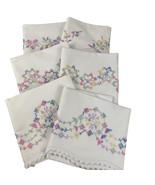 Vintage Lot of 8 Pillowcases – Embroidered &amp; Crochet Trim Floral Pairs +... - $56.05