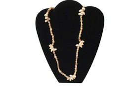 Necklace Double Cowrie Seashell Nutmeg Cluster Shell Bead Hawaiian Lei Boho 36&quot; - £3.18 GBP