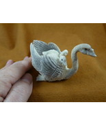 SWAN-W3 Mama Swan + babies shed ANTLER figurine Bali detailed carving lo... - £143.91 GBP