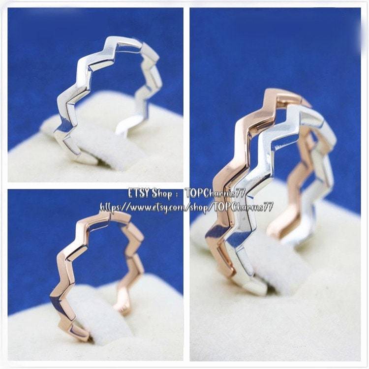 2018 Autumn Release Sterling Silver and Rose Gold Timeless Zigzag Ring
