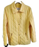Liz Claiborne Bright Yellow Quilted Zip Up Button Jacket Long Sleeve Siz... - $560.22 MXN