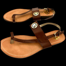 g by guess flat thong ankle strap brown sandal womens 10M - £14.47 GBP