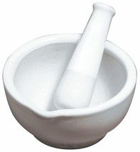 White Porcelain 1/3 cup MORTAR &amp; PESTLE Ceramic pill Herb Grinder Crushe... - $22.43