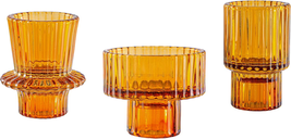 Lysenn Amber Glass Candle Holders for Pillar Candles, Taper Candles, Tealight Ca - £12.13 GBP