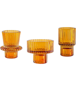 Lysenn Amber Glass Candle Holders for Pillar Candles, Taper Candles, Tea... - £11.95 GBP