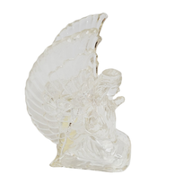 Crystal Clear Kneeling Angel Candle Holder Vintage Glass Christmas Holiday - $14.83
