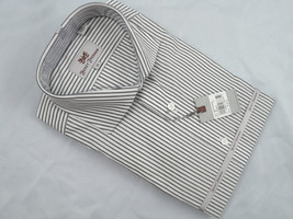 NEW $145 Hickey Freeman Oxford Dress Shirt! 16 34 35  Black &amp; White Stripe - £55.78 GBP