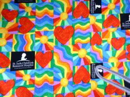 St. Jude Children`s  Hospital by HiFasion Fabrics Cotton C-4917 Rainbow Heart - £10.11 GBP