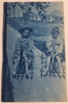 Vintage Boy Girl Children Posing Push Pull Pedal Car Toy Photo Postcard ... - $27.04