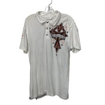 Affliction Live Fast White Mens Polo Shirt Size XL Gothic Y2K - $28.00