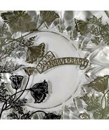 25th Anniversary Handled Plate Flanders Silver Trim Overlay Wedding Platter - £20.84 GBP