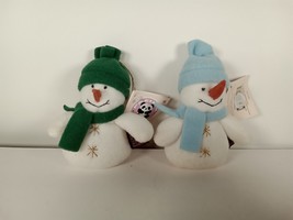 2 Pacifix Snowman 5&quot; Mini Plush Christmas Tree Ornaments: Blue and Green Hats - £3.99 GBP