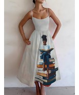 Women&#39;s Girl Reading Lover Print Cami Midi Dress - $25.99