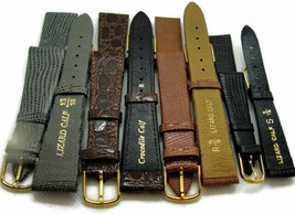 JB Champion Leather Watch Band Lizard Croc Black Brown 6-22 You Pick NOS... - $14.09