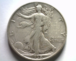 1938 WALKING LIBERTY HALF DOLLAR VERY FINE+ VF+ NICE ORIGINAL COIN BOBS ... - $26.00