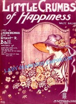 Vintage Sheet Music, Little Crumbs of Happiness 1920 Antique Paper Ephemera Art - £2.77 GBP