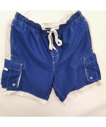 PBX Basics Swim Trunks Shorts Blue White Speed Dry Cargo men small size - $9.95
